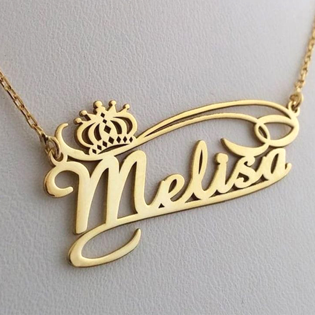 Name Pendant Stainless Steel Crown Necklace – Stayclassy.in