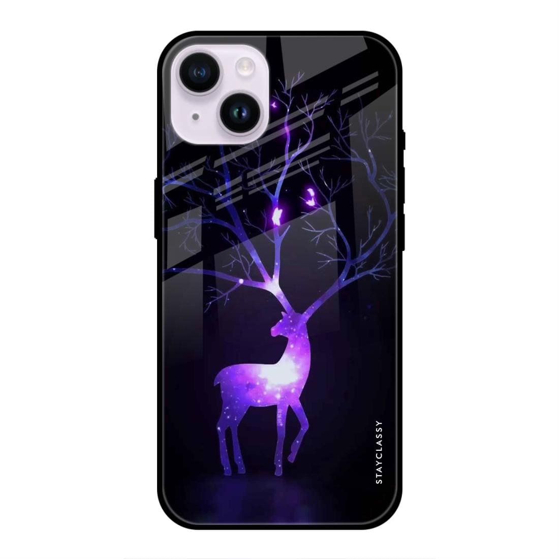 Neon Night Sky deer iPhone 14 Plus Glass Case Stayclassy.in