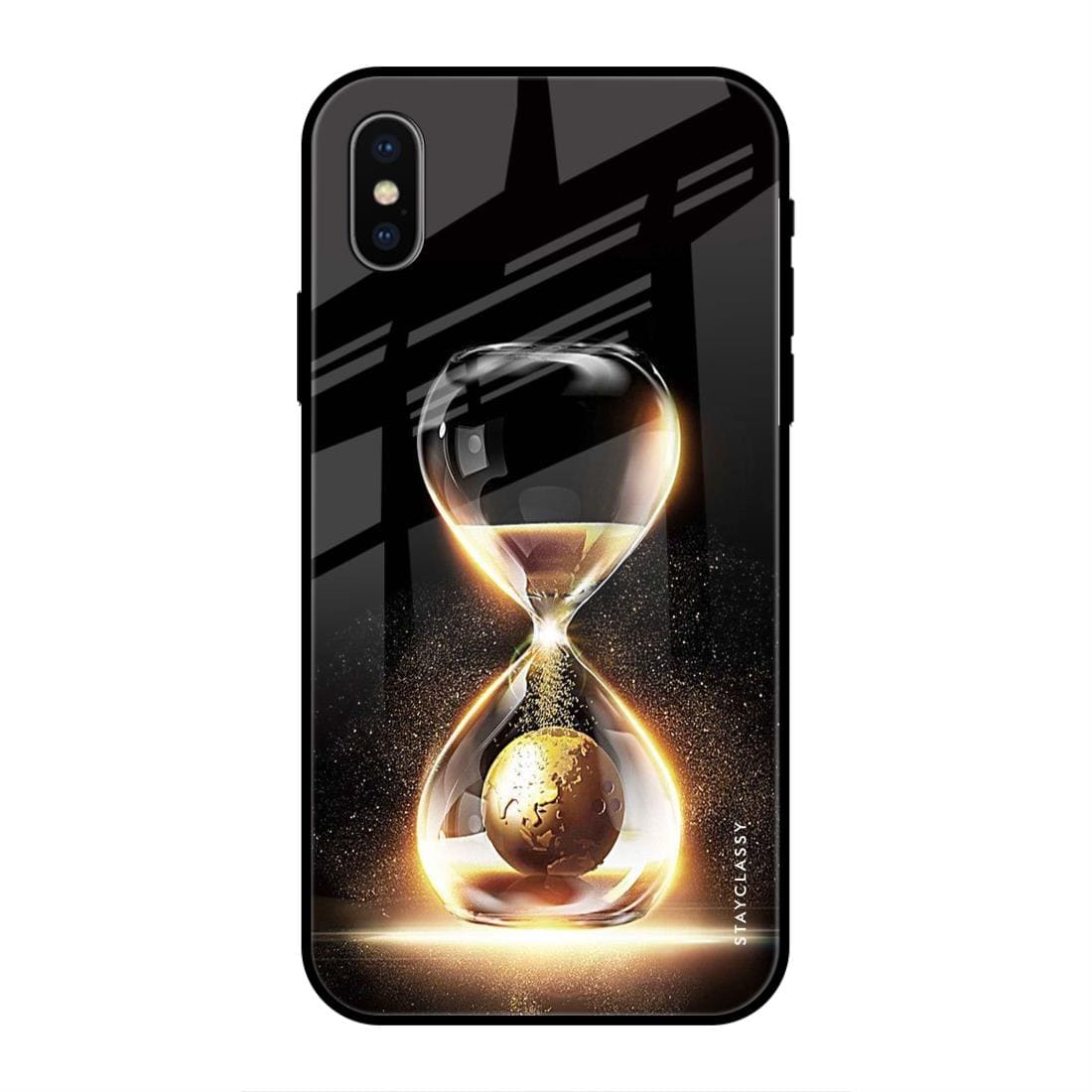 Black Gold Countdown Hourglass design iPhone X Glass Case