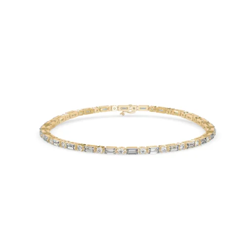 Simple Elegance Yellow Gold Plated Silver Diamond Bracelet