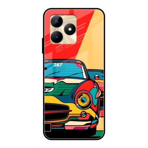 Multicolor Car Realme C53 Glass Case