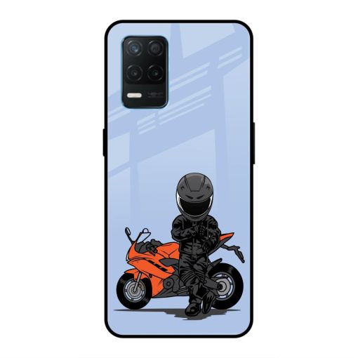 Biker Standing Realme Q3 5G Glass Case