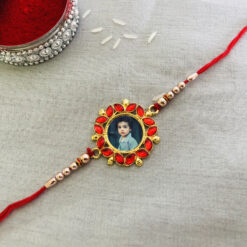 Custom Red Diamond Photo Rakhi