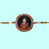 Round Shape Multi Red Stone Border Photo Rakhi