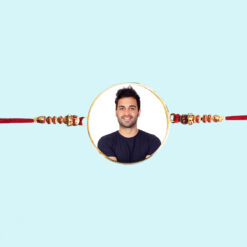 Custom Round Shape Golden Border Photo Rakhi