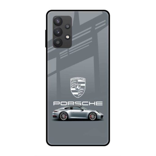 Silver Porsche Samsung A23 Glass Case