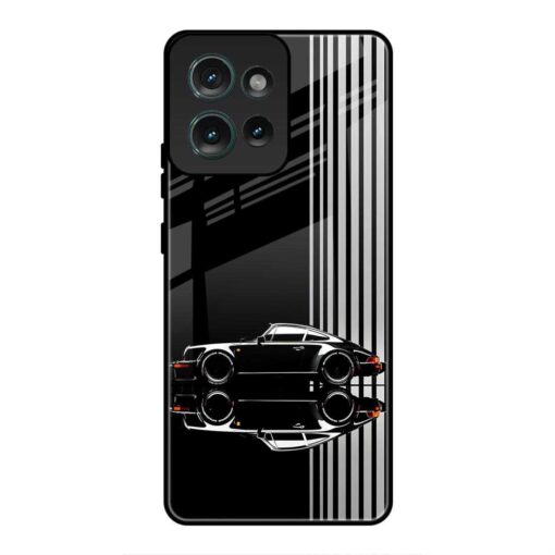 Black Porsche Motorola Edge 50 Neo Glass Case