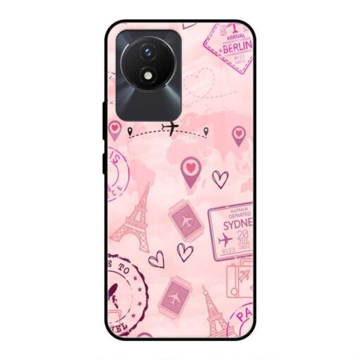 Pink Travel Vivo Y02 4G Glass Case