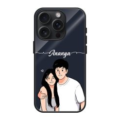 Cute Couple Glass Name Case