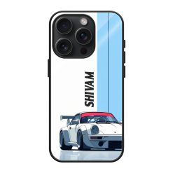 White Porsche Glass Name Case