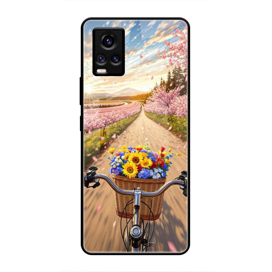 Ndcom Realme C15 Back Cover Glass Dream Flowers Vivo V21E 4G Glass
