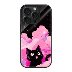 Black Cute Kitty Glass Case