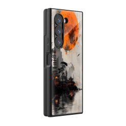 Orange Moon Samsung Z Fold Glass Case