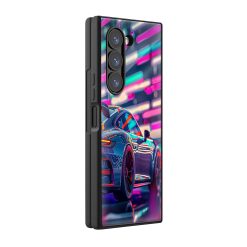 Neon Sports Car Samsung Z Fold Glass Case