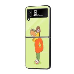 Cute Doodle Samsung Z Flip Glass Case
