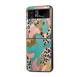Leopard Glitter Samsung Z Flip Glass Case