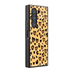Leopard Hearts Samsung Z Fold Glass Case