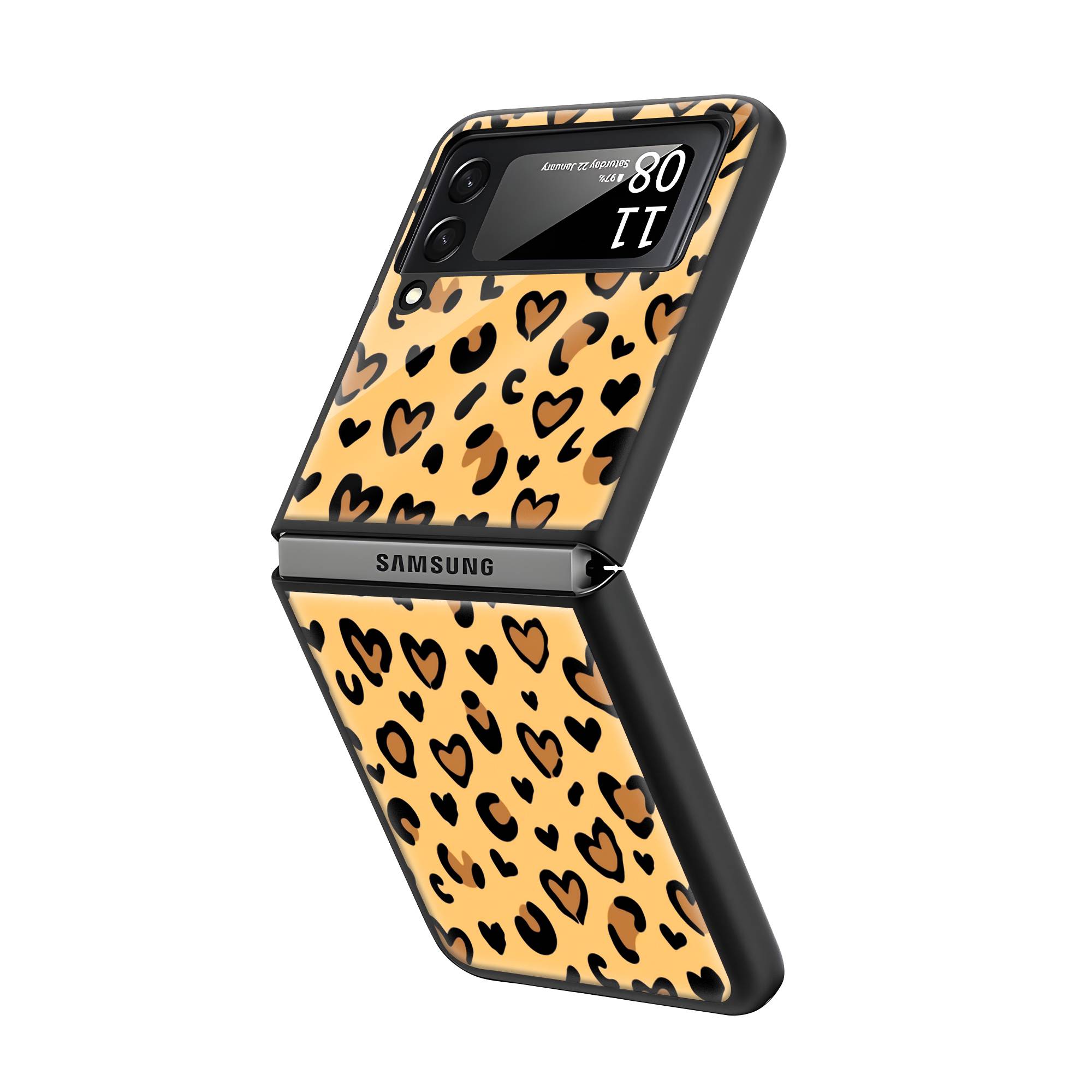 Leopard Hearts Samsung Z Flip Glass Case - Image 2