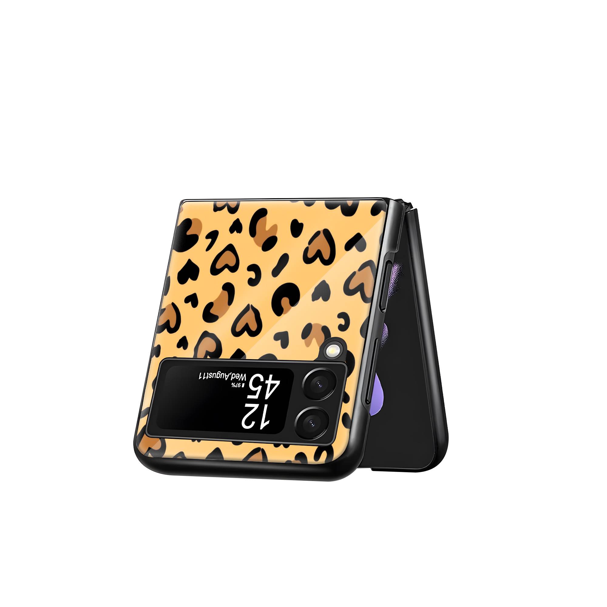 Leopard Hearts Samsung Z Flip Glass Case - Image 3