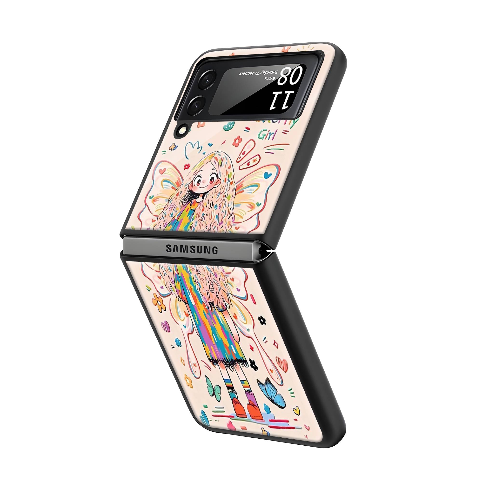 Joyful Doodle Samsung Z Flip Glass Case - Image 2