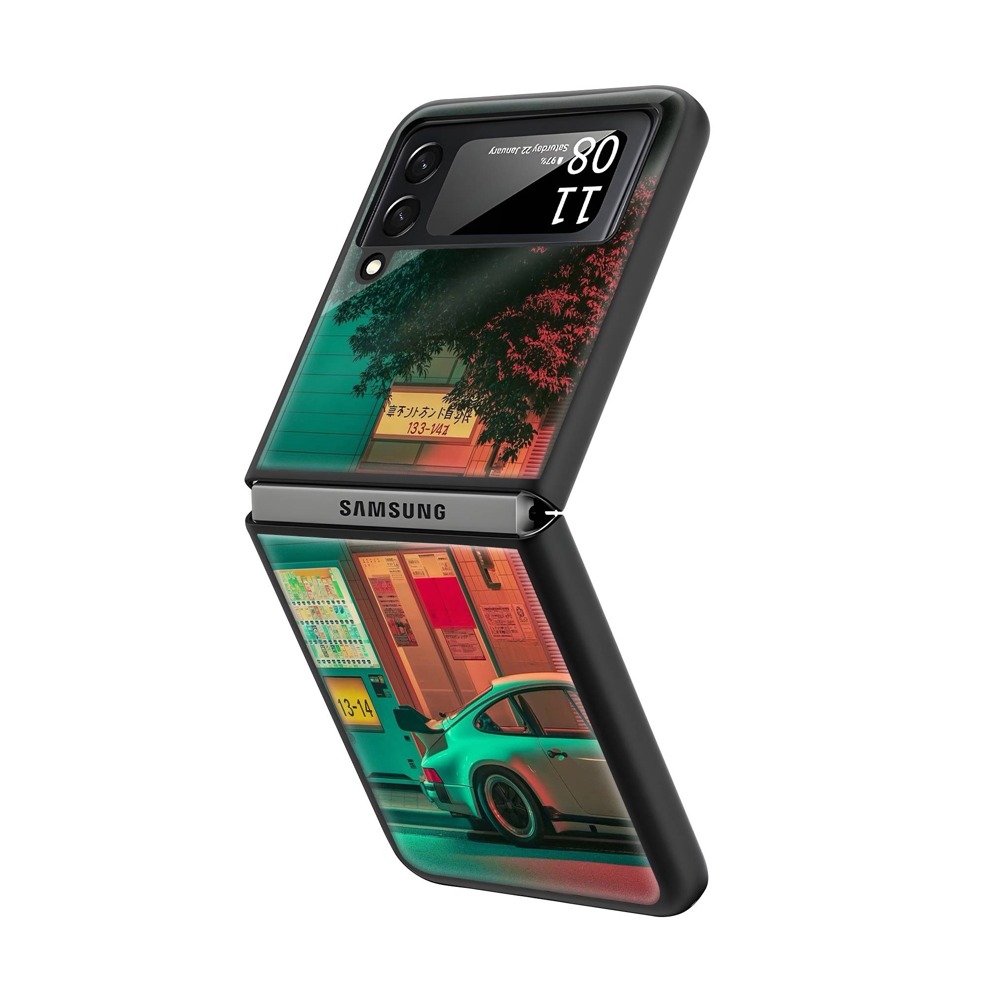 Retro Tokyo Samsung Z Flip Glass Case - Image 2
