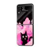 Black Cute Kitty Samsung Z Flip Glass Case