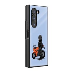 Biker Standing Samsung Z Fold Glass Case