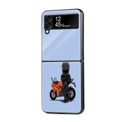 Biker Standing Samsung Z Flip Glass Case