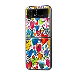 Heart Doodles Samsung Z Flip Glass Case