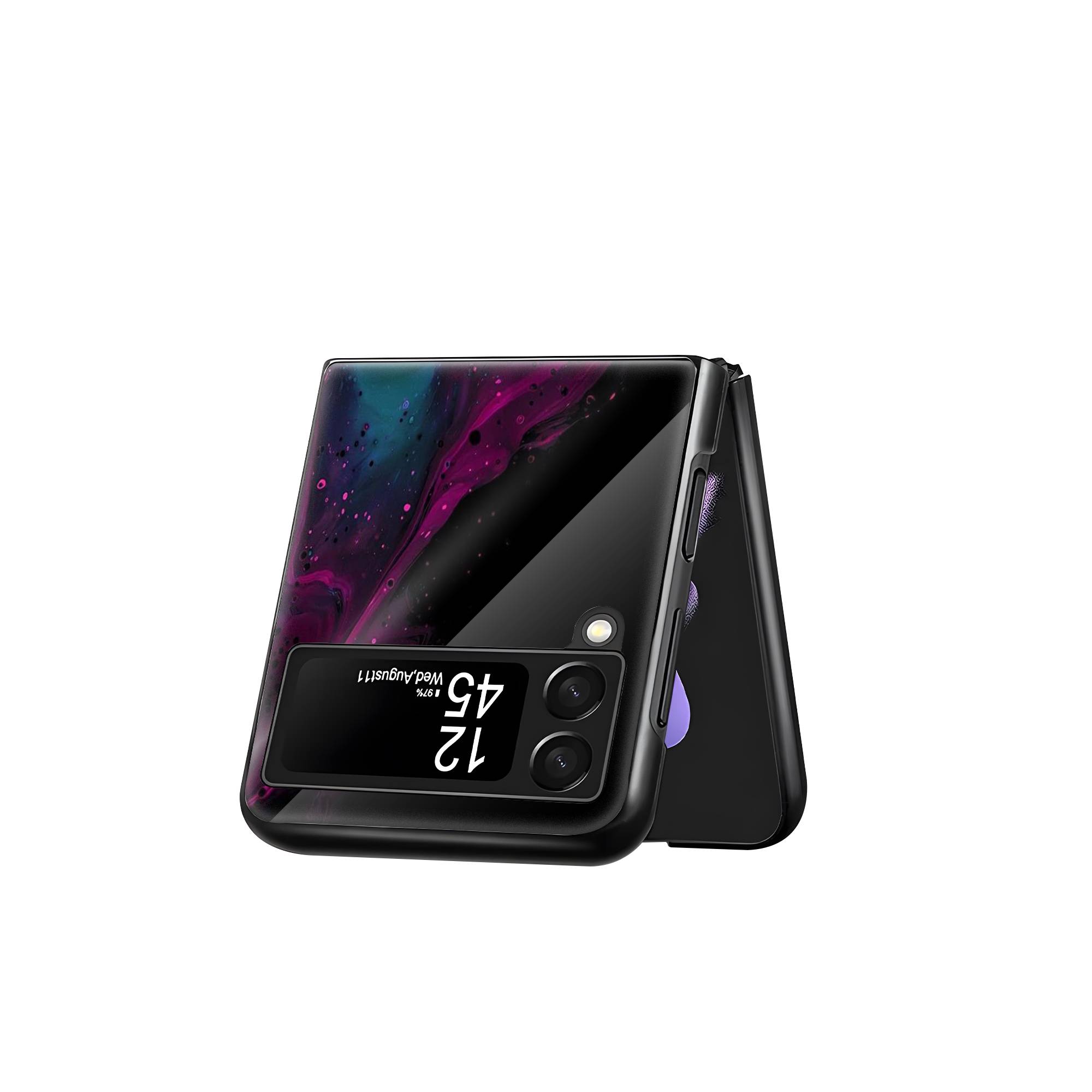 Purple Wave Art Samsung Z Flip Glass Case - Image 3