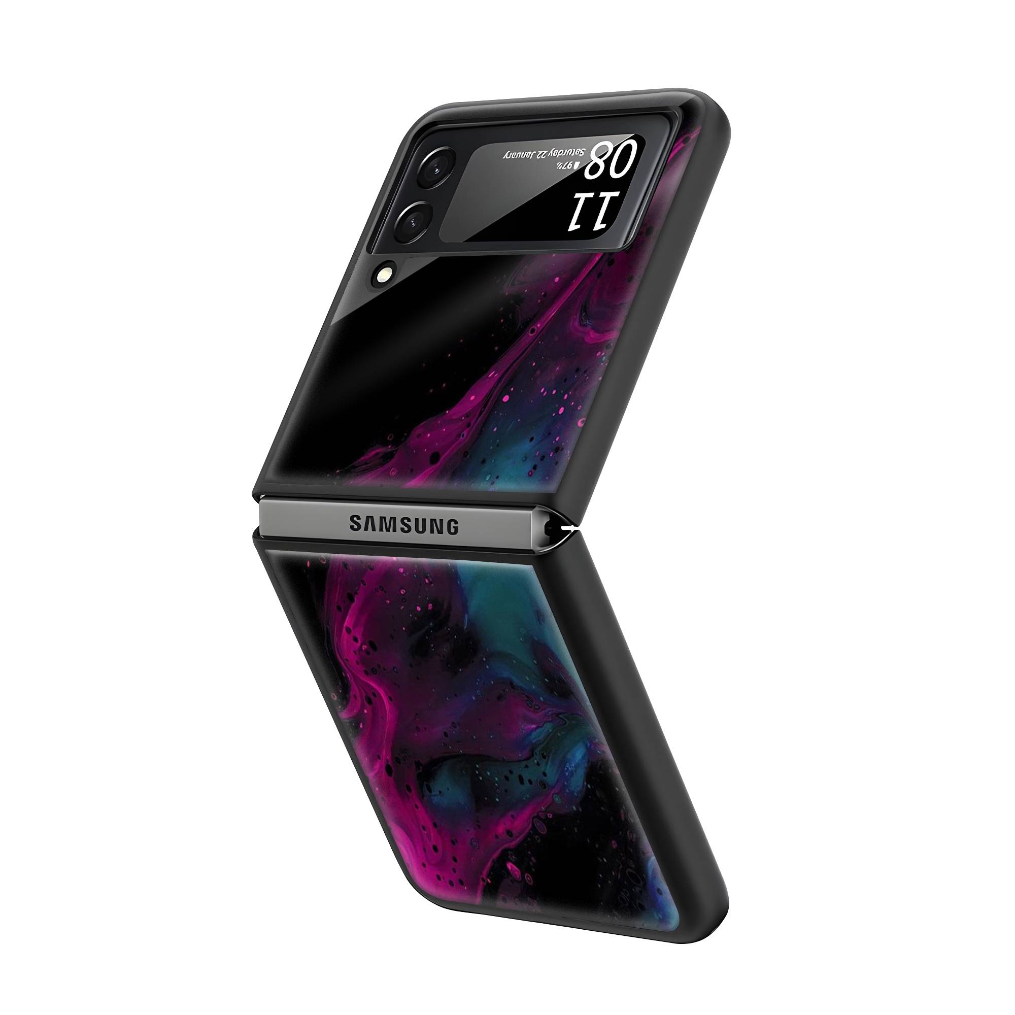 Purple Wave Art Samsung Z Flip Glass Case - Image 2