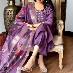 Royal Violet Premium Embroidered Suit Set