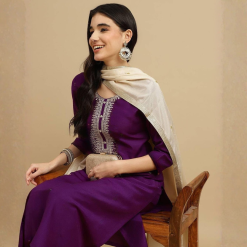 Lavender Premium Embroidered Suit Set