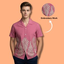 Coral Fern Embroidered Shirts