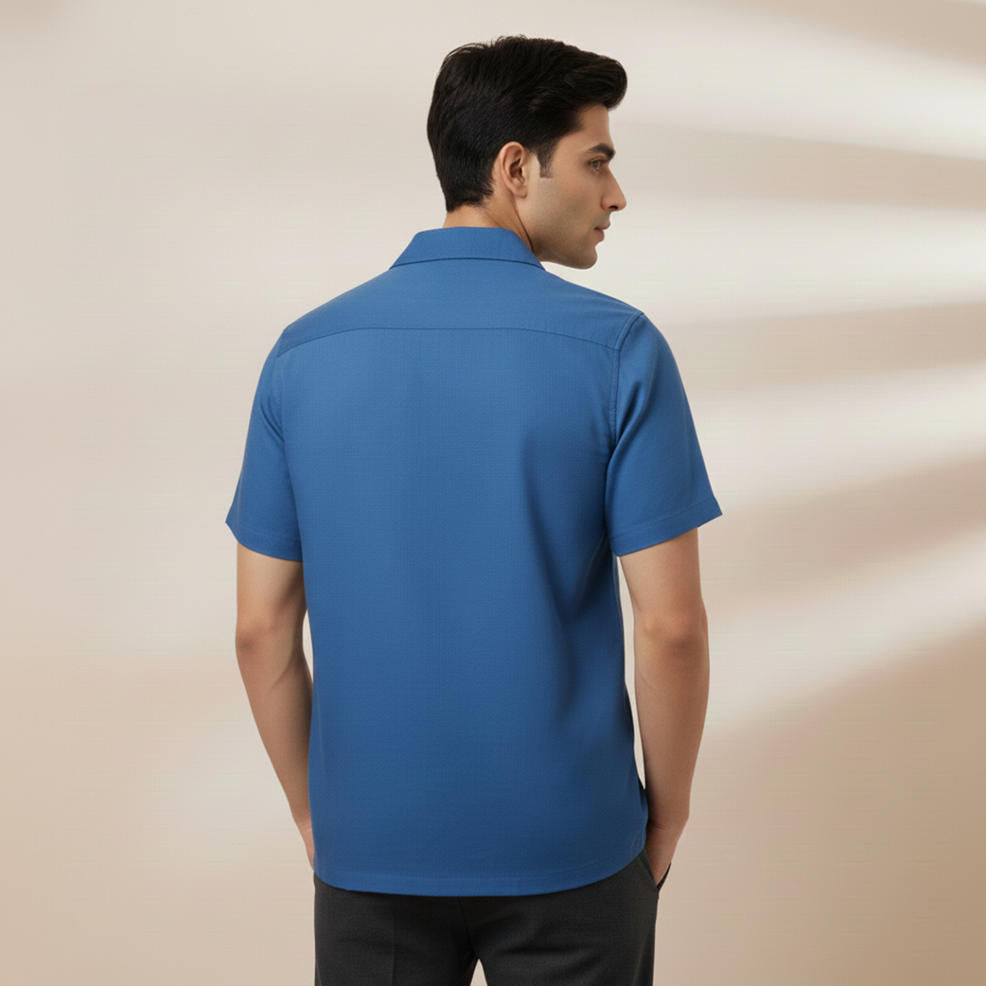 Blue Hibiscus Embroidered Shirts - Image 3