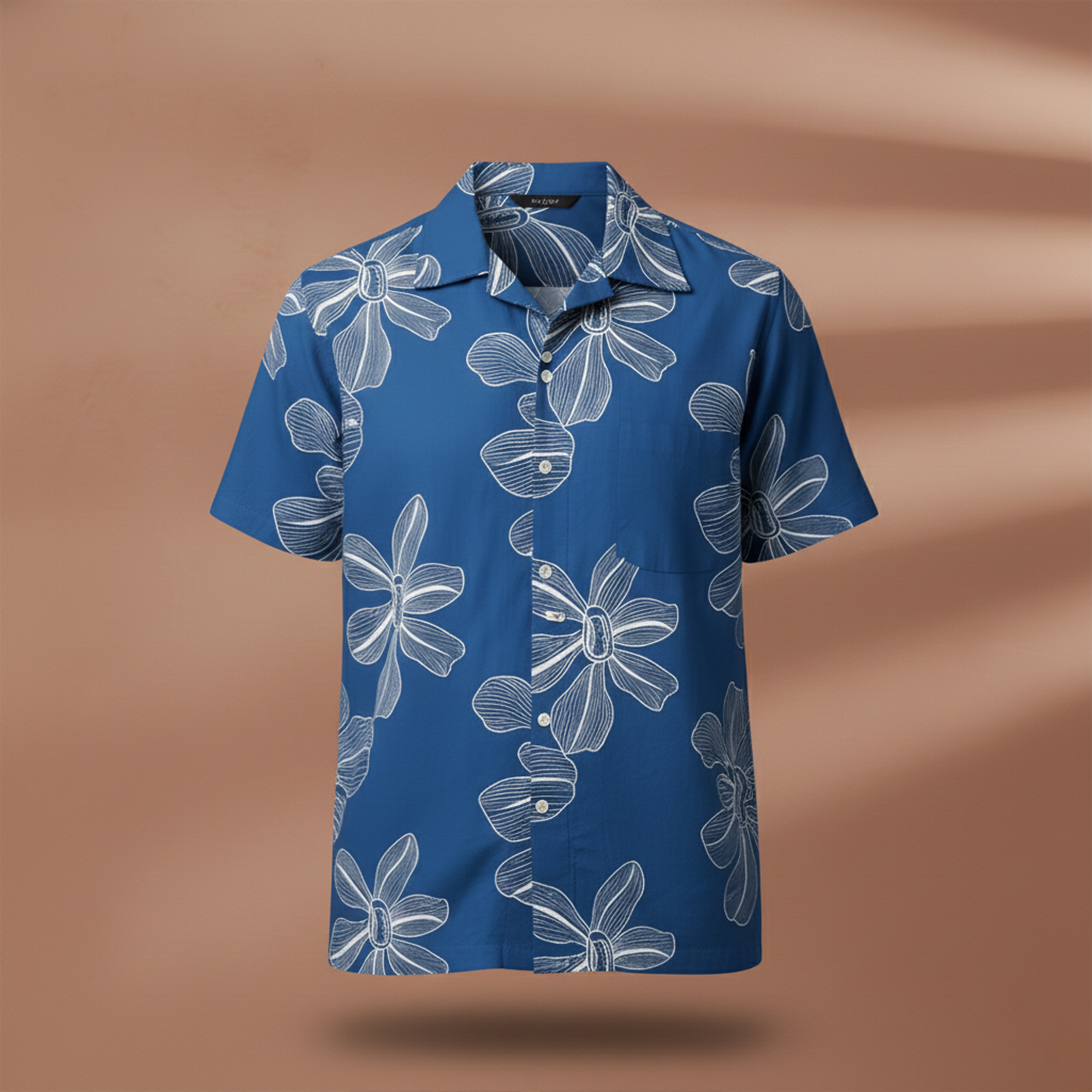Blue Hibiscus Embroidered Shirts - Image 4