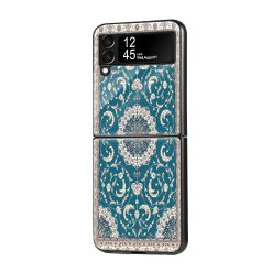 Teal Classic Medallion Samsung Z Flip Glass Case