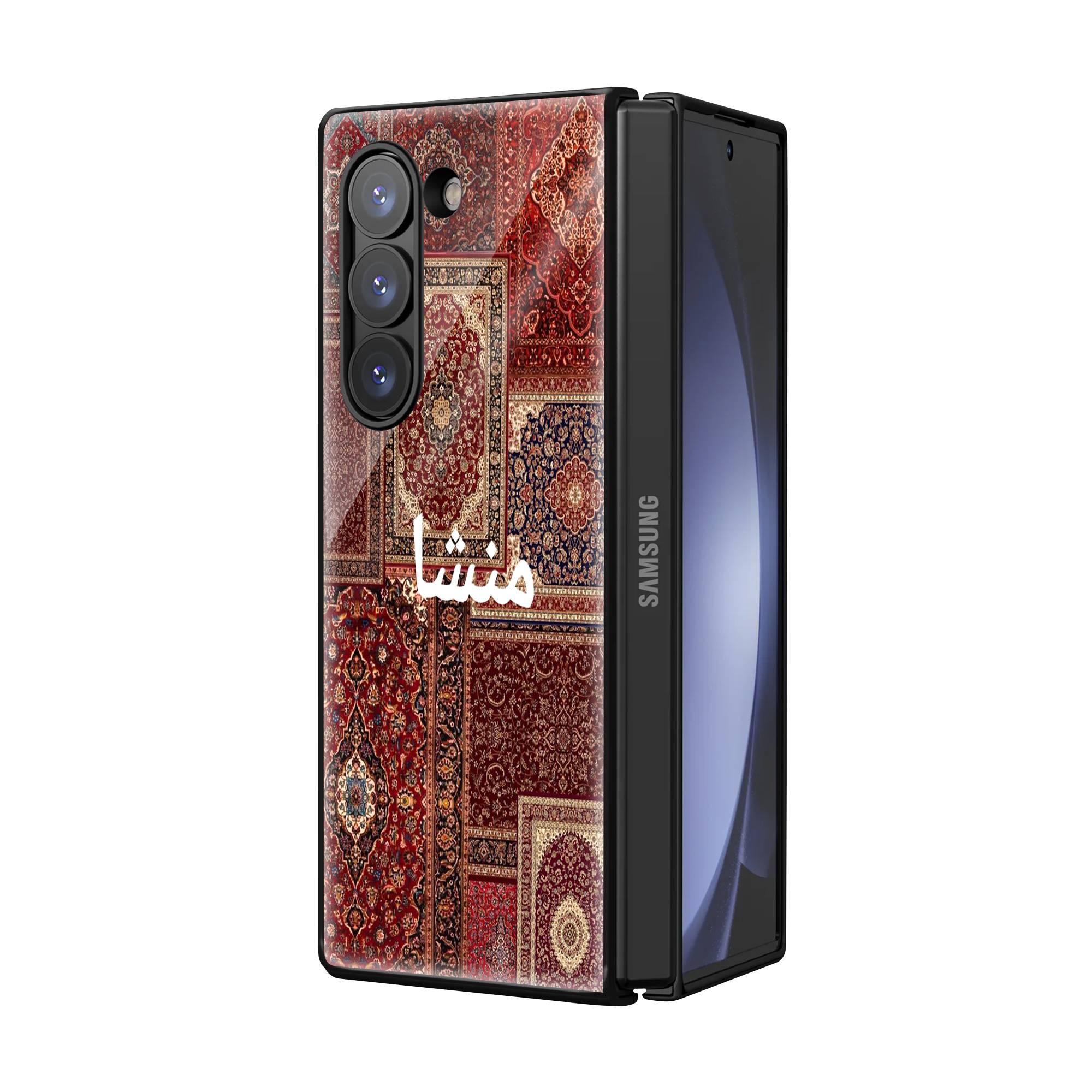 Red Manshaa Patchwork Samsung Z Fold Glass Case - Image 2