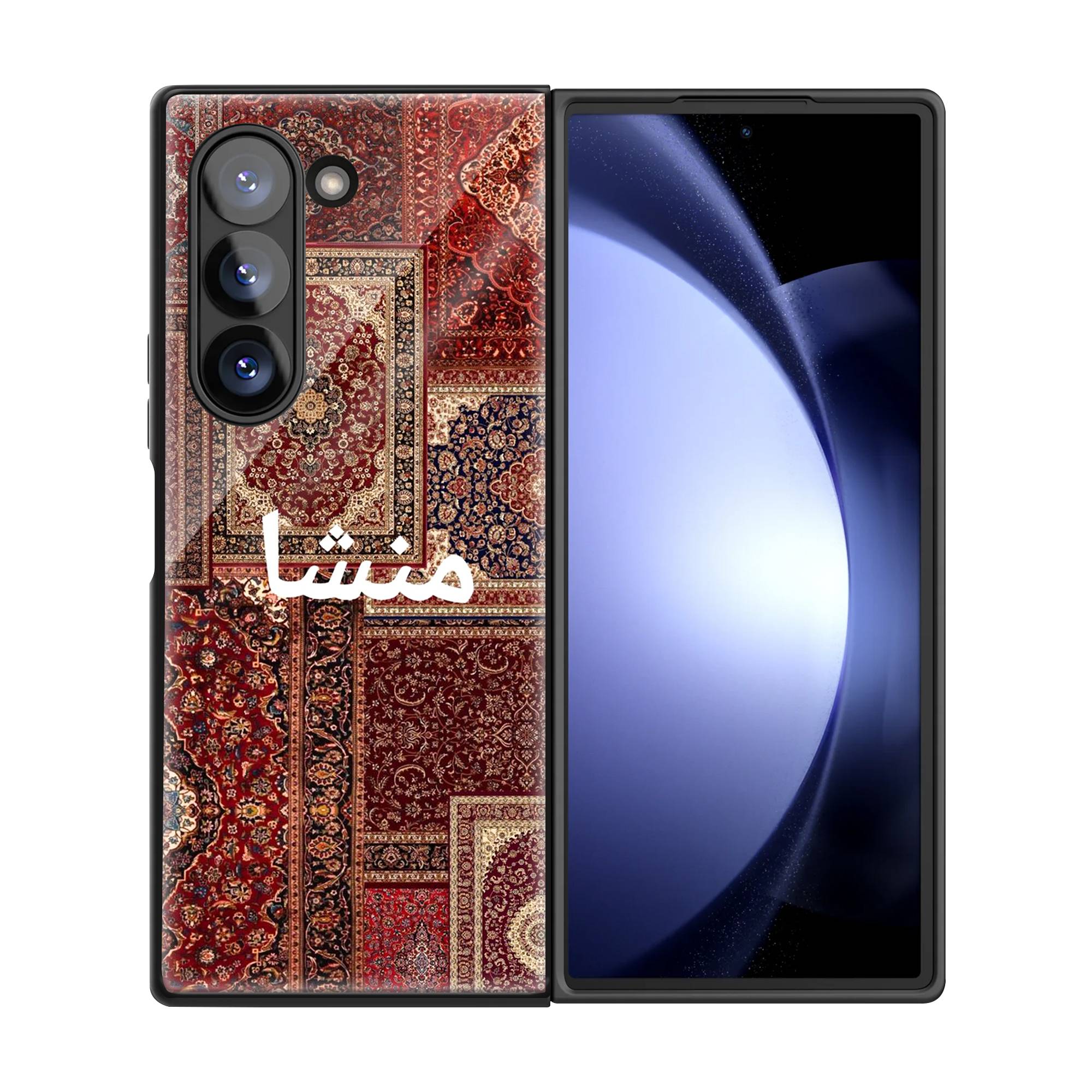 Red Manshaa Patchwork Samsung Z Fold Glass Case - Image 3