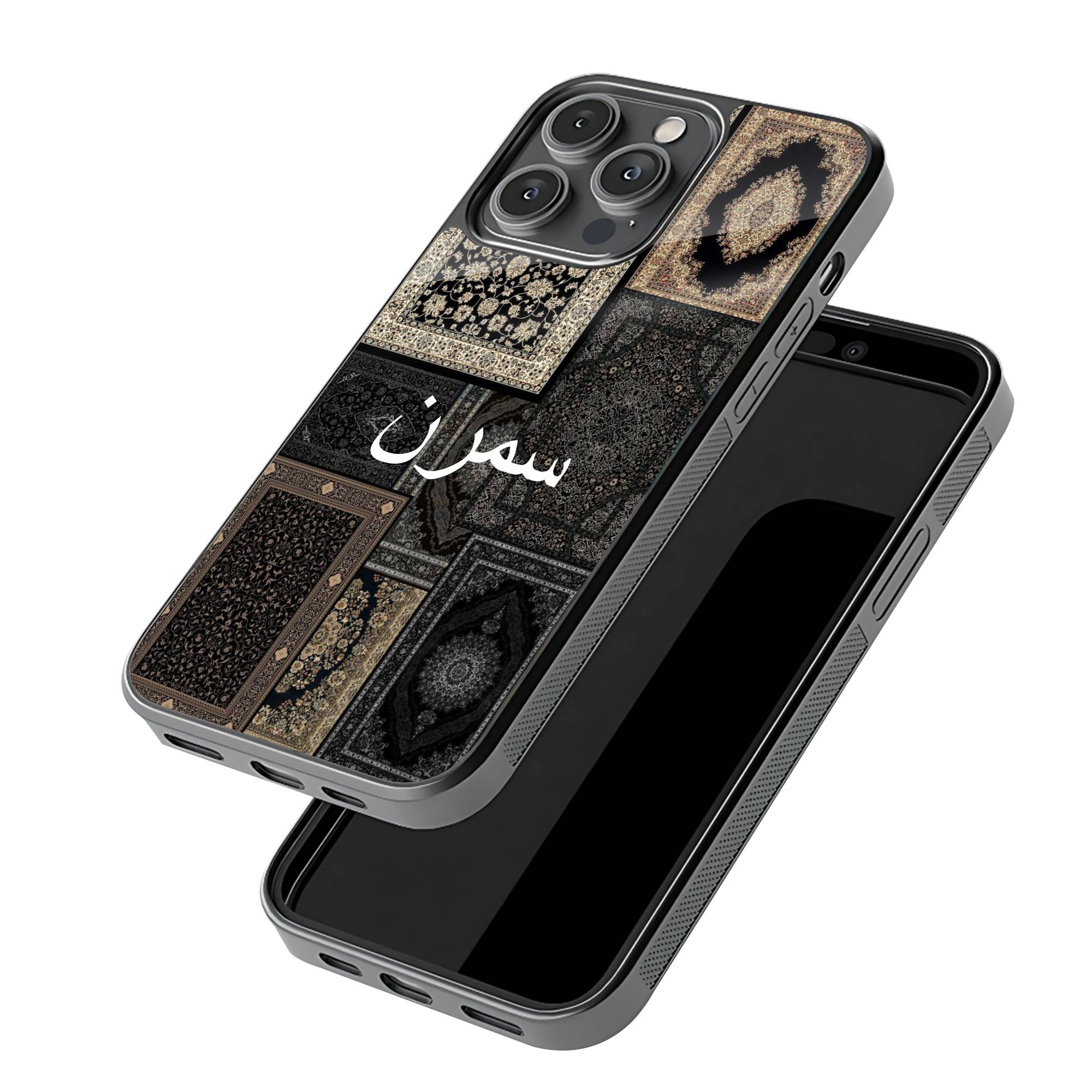 Black & Gold Patchwork Glass Name Case - Image 3