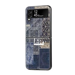 Blue Manshaa Patchwork Samsung Z Flip Glass Case