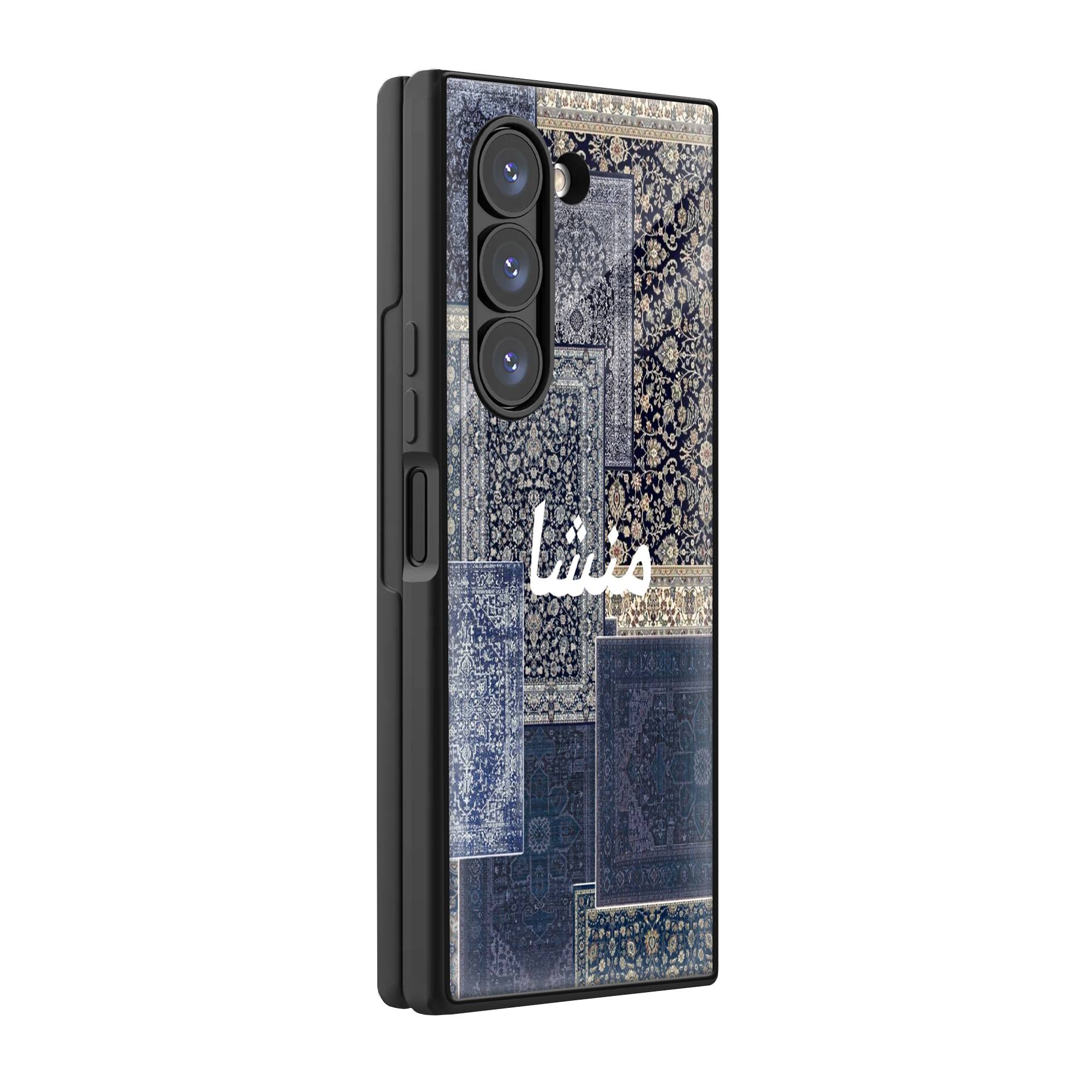 Blue Manshaa Patchwork Samsung Z Fold Glass Case
