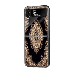 Black Persian Rug Pattern Samsung Z Flip Glass Case