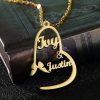 Butterfly Stylish Heart Couple Name Necklace