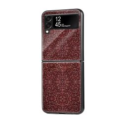 Red Floral Rug With Text Samsung Z Flip Glass Case