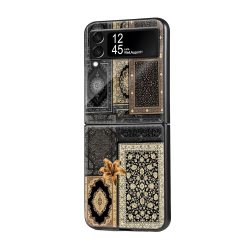 Black Persian Carpet Samsung Z Flip Glass Case