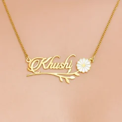 White Flower Name Necklace