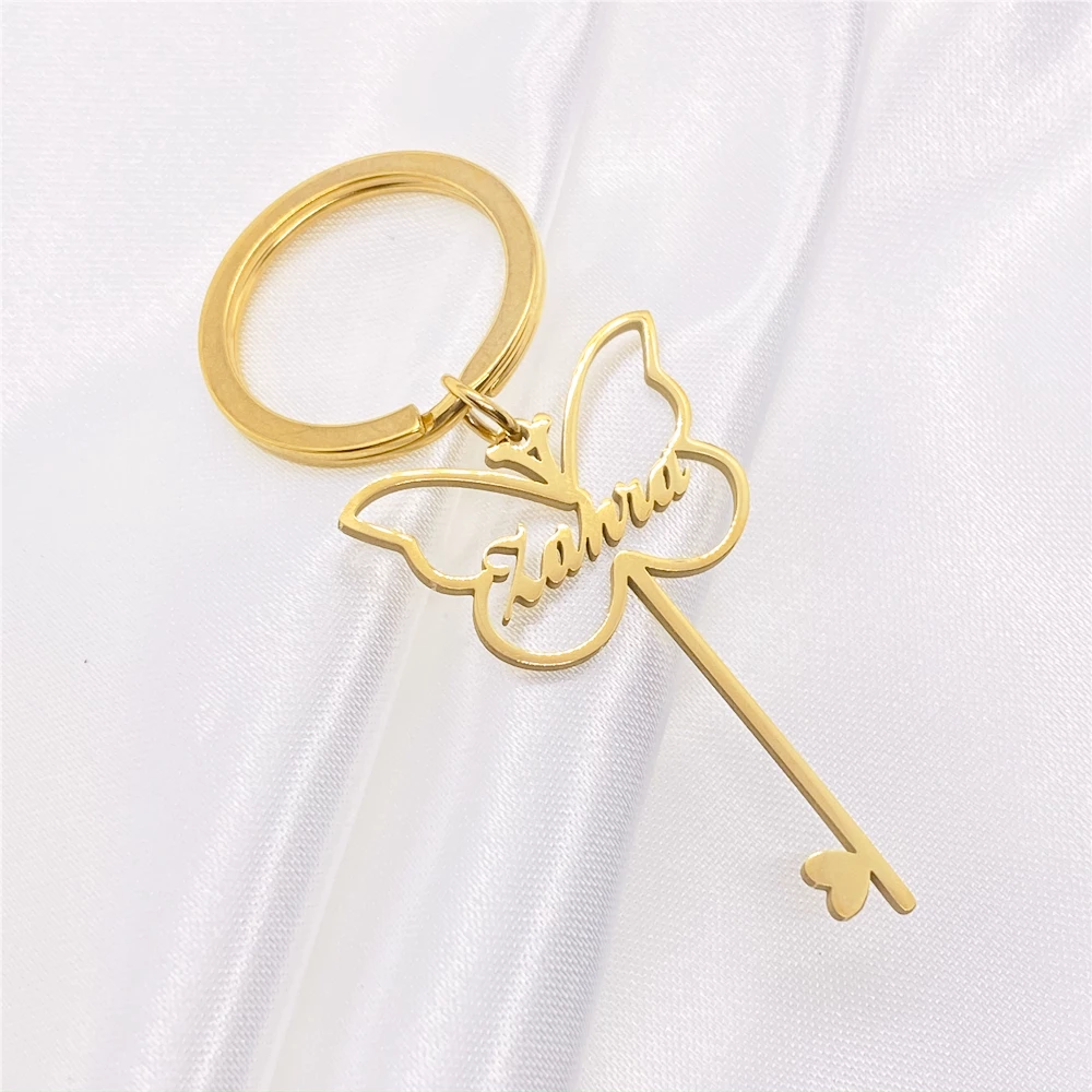 Butterfly & Key Name Keychain