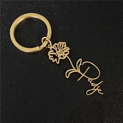 Rose Name Keychain
