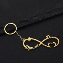 Infinity Couple Heart Cut Name Keychain